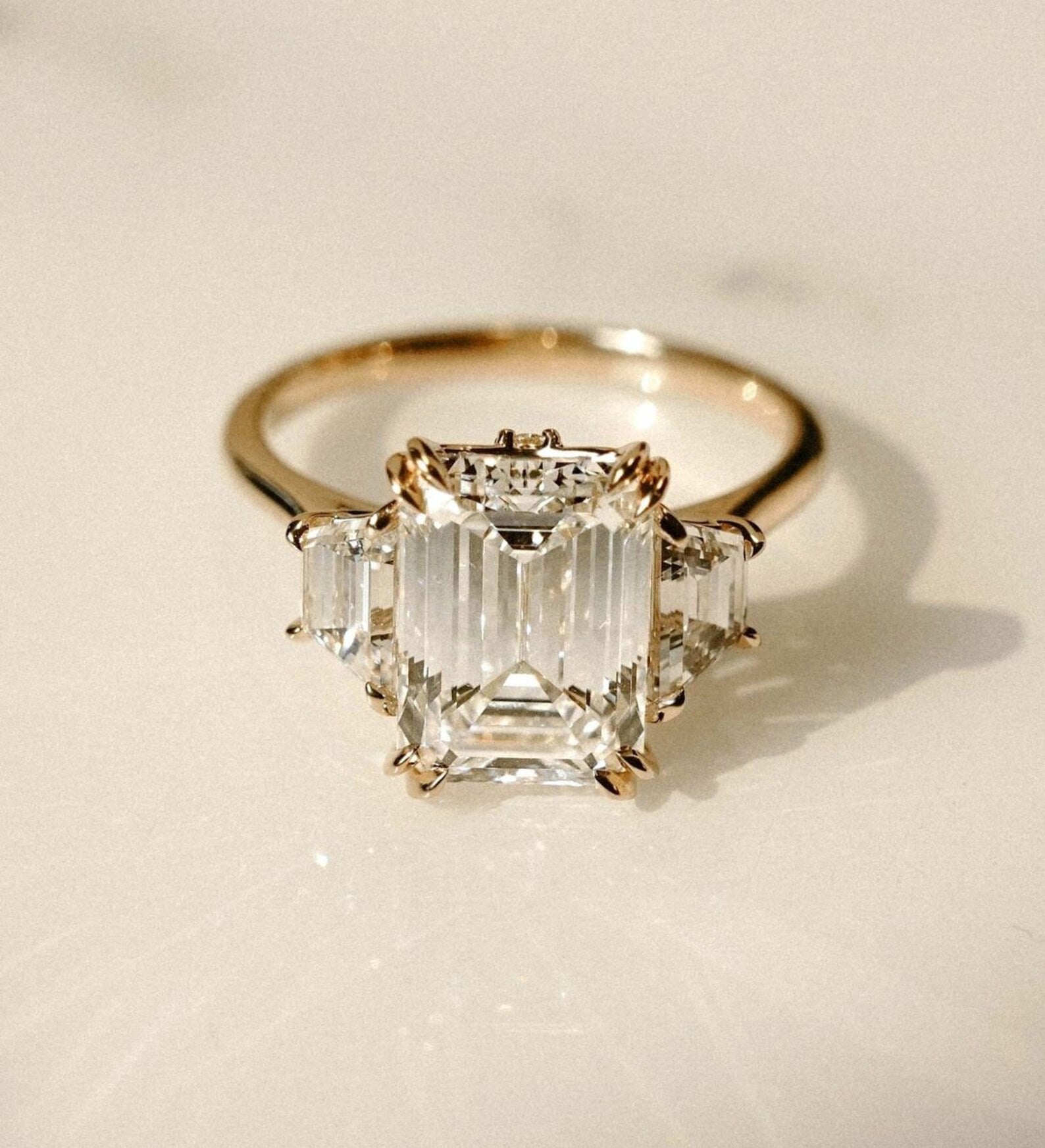 Three Stone Emerald Ring