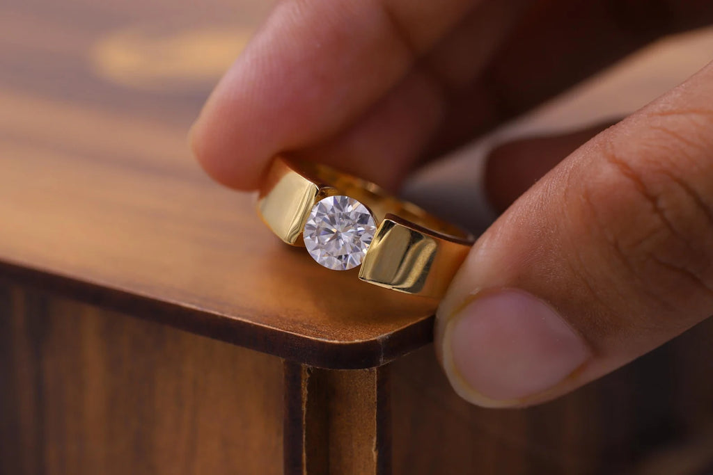 1.0 CT Solitaire Tension Set Round Cut  Diamond Ring