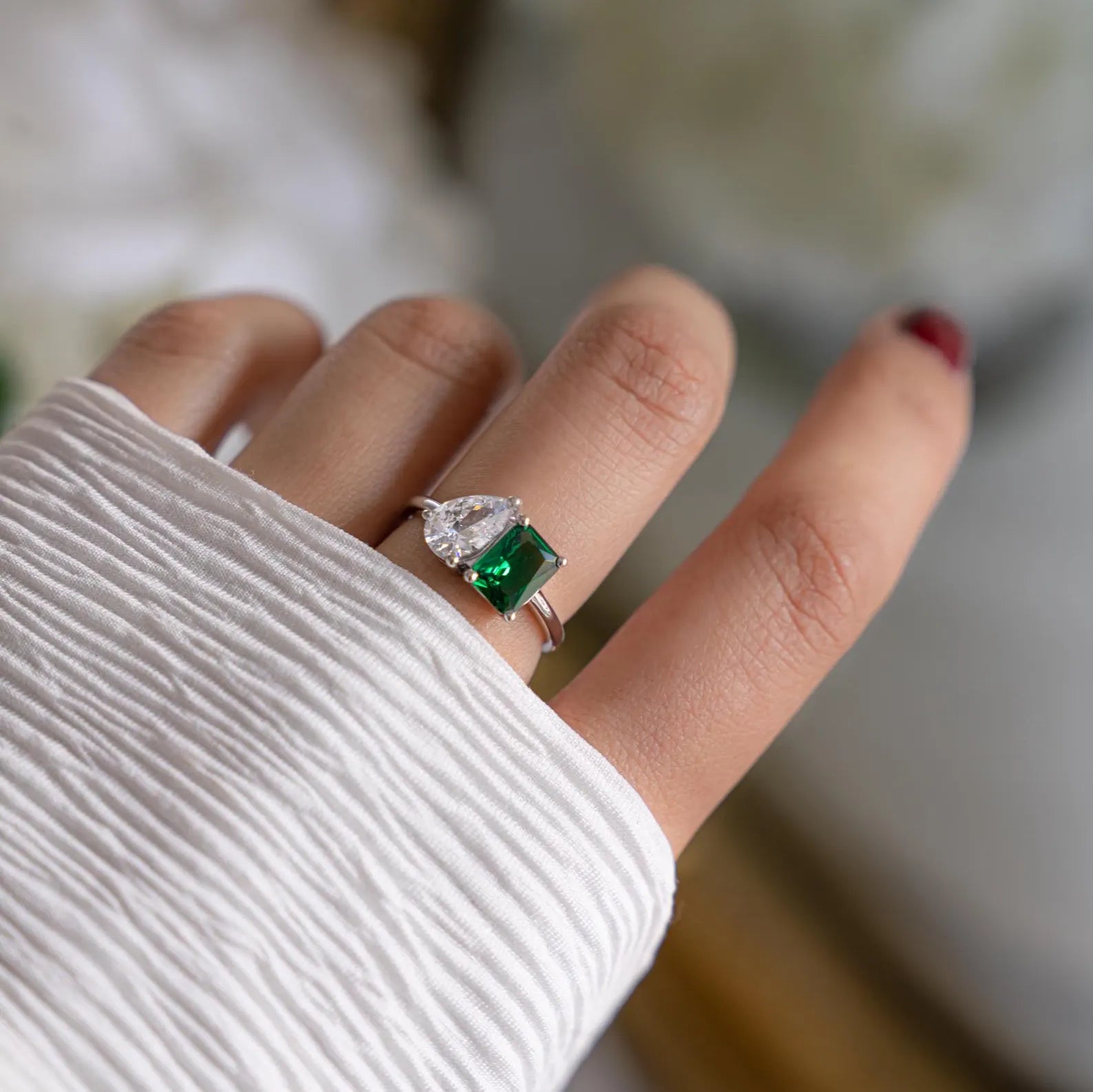 Toi Et Moi Ring with Emerald