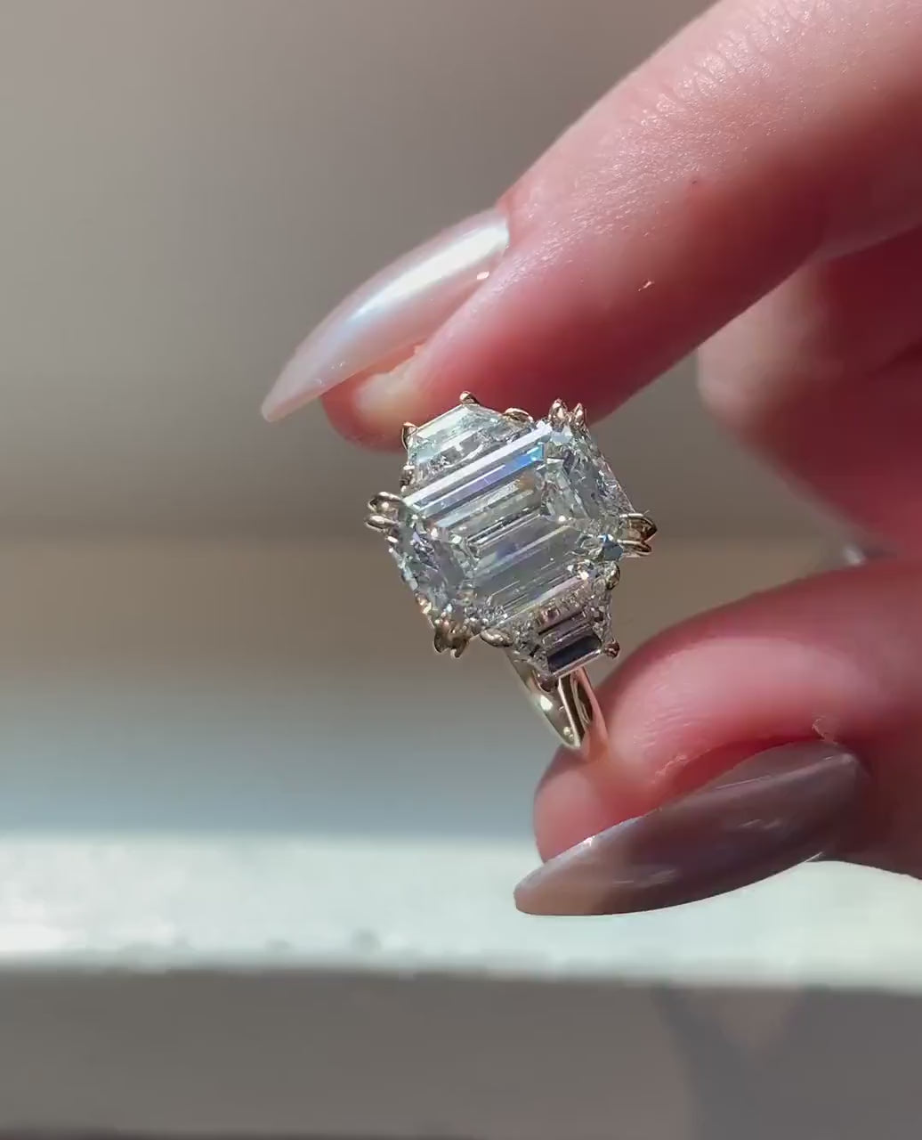 Three Stone Emerald Ring